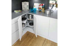 Draaikorf 3/4 d:820mm hout wit+chroom