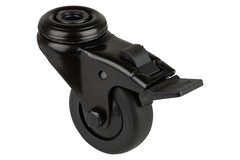 Zwenkwiel met rem d 50mm h 73mm rubber zwart 50kg
