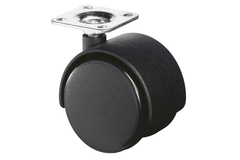 Dubbel wiel zonder rem 50mm zwart met plaat