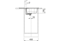 Flash - inbouwspoeltafel/ 620x435mm/ 1 bak/ omkeerbaar