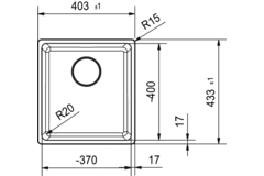 Maris - Onderbouwspoeltafel / 403 x 433 mm / 1 bak / Zwart Mat