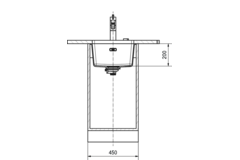 Maris - Onderbouwspoeltafel / 403 x 433 mm / 1 bak / Zwart Mat