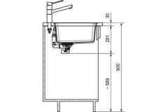 Maris - Vlakbouwspoeltafel / 553 x 433 mm / 2 bakken / Grote bak links / Zwart Mat