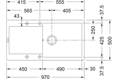 Maris - Inbouwspoeltafel / 970 x 500 mm / 1 bak / Zwart mat / Omkeerbaar