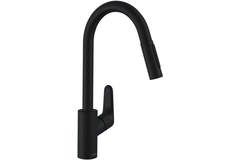 Hansgrohe Focus keukenmengkraan + uittrekbare vuistdouche mat zwart