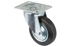 Zwenkwiel d100 h128mm 70kg gummi zwart