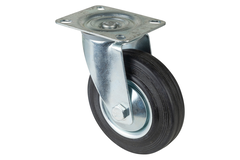 Zwenkwiel d125 h155mm 100kg gummi zwart