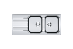 Smart - Inbouwspoeltafel / 1160 x 500 mm / 2 bakken / Glad / Omkeerbaar