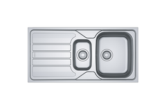 Flash - Inbouwspoeltafel / 1000 x 500 mm / 1+1/2 bak / Glad / Omkeerbaar