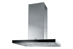Crystal - Eilanddampkap / 900 mm / RVS - Zwart glas