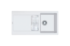 Maris - Inbouwspoeltafel / 970 x 500 mm / 1+1/2 bak / Metaal wit / Omkeerbaar