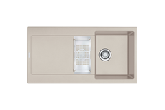 Maris - Inbouwspoeltafel / 970 x 500 mm / 1+1/2 bak / Koffieroom / Omkeerbaar