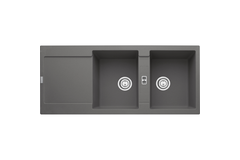 Maris - Inbouwspoeltafel / 1160 x 500 mm / 2 bakken / Steengrijs / Omkeerbaar