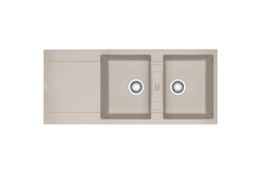 Maris - Inbouwspoeltafel / 1160 x 500 mm / 2 bakken / Koffieroom / Omkeerbaar