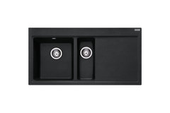 Mythos - Inbouwspoeltafel / 1000 x 515 mm / 1+1/2 bak / Onyx / Druipblad rechts