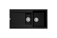 Maris - Inbouwspoeltafel / 970 x 500 mm / 1+1/2 bak / Onyx / Omkeerbaar