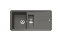 Basis - Inbouwspoeltafel / 970 x 500 mm / 1+1/2 bak / Steengrijs / Omkeerbaar