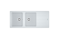 Basis - Inbouwspoeltafel / 1160 x 500 mm / 2 bakken / Metaal wit / Omkeerbaar