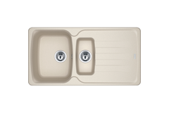 Antea - Inbouwspoeltafel / 970 x 500 mm / 1+1/2 bak / Koffieroom / Omkeerbaar