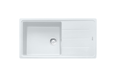 BASIS - Inbouwspoeltafel / 970 x 500 mm / Manuele Lediging / Metaal wit