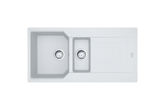 Urban - Inbouwspoeltafel / 1000 x 500 mm / 1 1/2 bak / Metaal Wit / Omkeerbaar