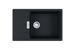 Centro - Inbouwspoeltafel / 780 x 500 mm / 1 bak / Zwart Mat / Omkeerbaar