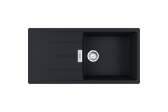 Centro - Inbouwspoeltafel / 1000 x 500 mm / 1 bak / Zwart Mat / Omkeerbaar