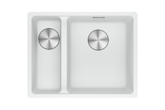 Maris - Onderbouwspoeltafel / 553 x 433 mm / 2 bakken / Grote bak rechts / Metaal Wit