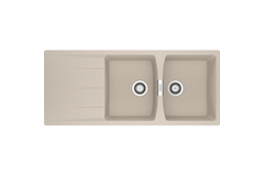 Centro - Inbouwspoeltafel / 1160 x 500 mm / 2 bakken / Koffieroom / Omkeerbaar