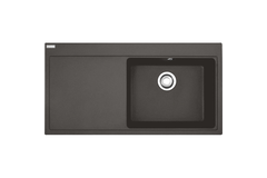 Mythos - Inbouwspoeltafel / 1000 x 515 mm / 1 bak / Leigrijs / Druipblad links