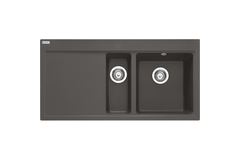 Mythos - Inbouwspoeltafel / 1000 x 515 mm / 1+1/2 bak / Leigrijs / Druipblad links