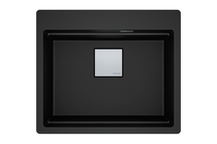 KUBUS 2.0 PRO - Inbouwspoelbak / 1 bak / 534 x 400 x 220 mm / Manuele lediging / Zwart mat + Set 3 accessoires