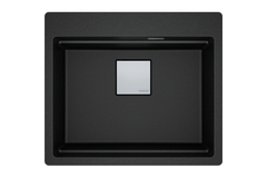 KUBUS 2.0 PRO - Inbouwspoelbak / 1 bak / 534 x 400 x 220 mm / Manuele lediging / Onyx + Set 3 accessoires