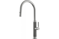 Mythos masterpiece - Eéngreepsmengkraan met uittrekbare uitloop / Side lever / RVS
