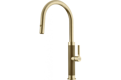 Mythos masterpiece - Eéngreepsmengkraan met uittrekbare uitloop / Side lever / Goudkleurig