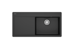 MYTHOS X - Inbouwspoeltafel / 1 bak XL / 1000 x 510 mm / Verlek links / Automatische lediging / Drukknop / Antraciet