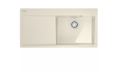 MYTHOS X - Inbouwspoeltafel / 1 bak XL / 1000 x 510 mm / Verlek links / Automatische lediging / Drukknop / Magnolia