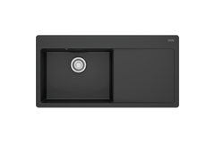 MYTHOS X - Inbouwspoeltafel / 1 bak XL / 1000 x 510 mm / Verlek rechts / Automatische lediging / Drukknop / Antraciet