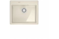 MYTHOS X - Inbouwspoelbak / 1 bak / 500 x 380 x 190 mm / Automatische lediging / Drukknop / Magnolia