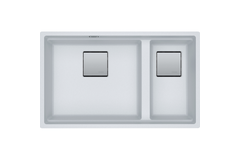 Kubus 2.0 - Onderbouwspoelunit / 760 x 460  mm/ 1+1/2 bak / Metaal wit