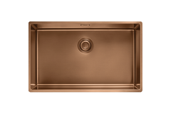 Mythos Masterpiece - Vlakbouw-/onderbouwspoelbak / 720 x 450 mm / Manuele ledeging / Koperkleurig