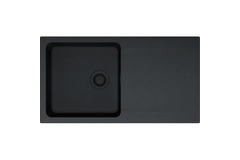 ORION - Inbouwspoeltafel / 1 bak / 940 x 510 mm / Manuele lediging / Carbon zwart / Ventielset zwart mat