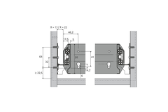Ladegeleiders Quadro Duplex 70, maat X  = 22 mm, 538 mm, links en rechts