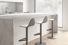 Tabu regelbare kruk rond wit/bekleed mystic antrac