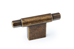 T-knop PRISMA L78 zamak rustiek messing
