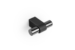 T-knop CASEY L60 aluminium zwart textuur / gepolijst titanium zwart
