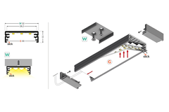 Led profiel Wide24 G/W 2000 geanodiseerd