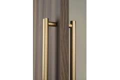 Deurgreep dubbel MOON BIG BA384 L424 aluminium geborsteld messing cava