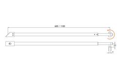 Uitschuifbare stabilisatiestang wand/glas met hoek van 45°, voor 6/8 mm glas, L608/1108, chroom