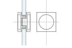 Paar vierkante handgrepen, voor 8/12 mm glas, B40 H40 L8, rvs cnc bewerkt